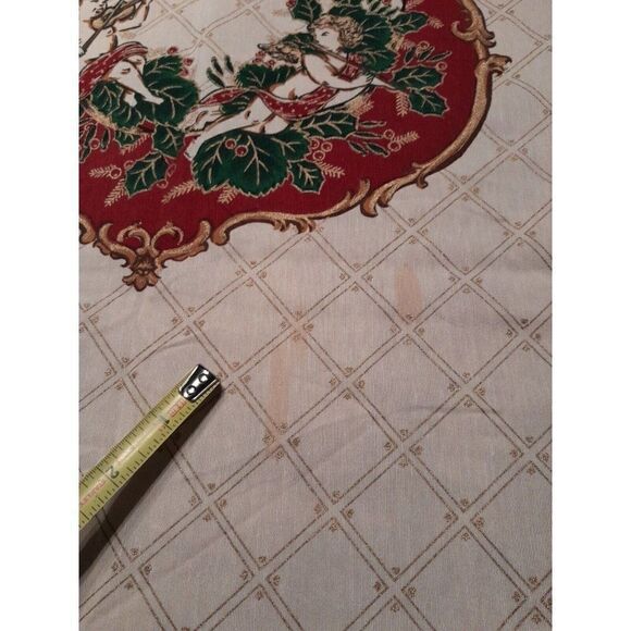 Vintage Christmas Cherubs Tablecloth Rectangle 70x51 Fashion Industries - READ - Picture 5 of 13